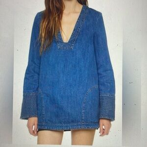 Free People Dreaming of Denim Hendrix Tunic Dress M
